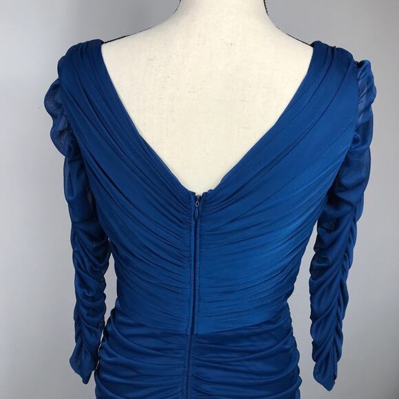 Adrianna Papell Occasions Blue Rushed Gown Dress  Jewels size 6 - Picture 9 of 14